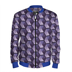Бомбер мужской Фиолетовые шестиугольники, цвет: 3D-синий