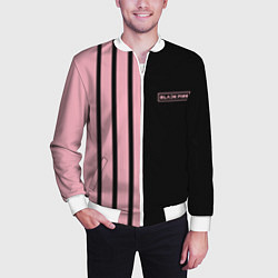 Бомбер мужской BLACKPINK HALF BLACK-PINK MINI LOGO, цвет: 3D-белый — фото 2