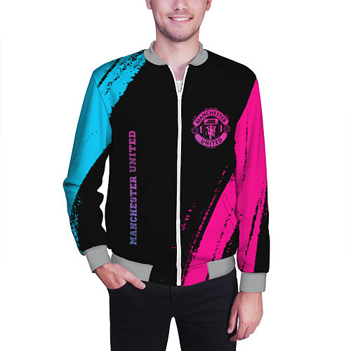 Мужской бомбер Manchester United Neon Gradient / 3D-Меланж – фото 3