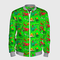 Бомбер мужской TEXTURE WITH DINOSAURS, цвет: 3D-меланж