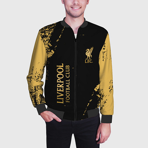 Мужской бомбер Liverpool гранж / 3D-Черный – фото 3