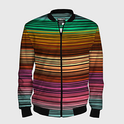 Бомбер мужской Multicolored thin stripes Разноцветные полосы, цвет: 3D-черный