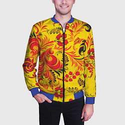 Бомбер мужской Хохломская Роспись Цветы, цвет: 3D-синий — фото 2