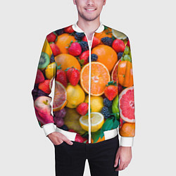 Бомбер мужской ABUNDANCE OF FRUITS, цвет: 3D-белый — фото 2