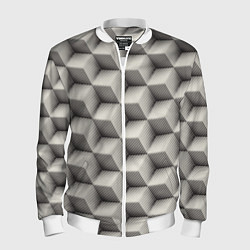 Бомбер мужской 3D Куб Оптическая иллюзия 3D Cube, цвет: 3D-белый