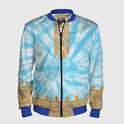 Бомбер мужской Славянская тай-дай рубаха, цвет: 3D-синий
