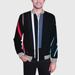 Бомбер мужской Неоновое множество фонарей - Белый, цвет: 3D-меланж — фото 2