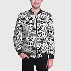 Бомбер мужской Black and white alphabet and numbers, цвет: 3D-черный — фото 2