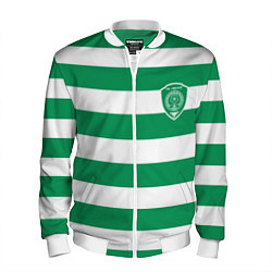 Бомбер мужской ФК Ахмат на фоне бело зеленой формы, цвет: 3D-белый