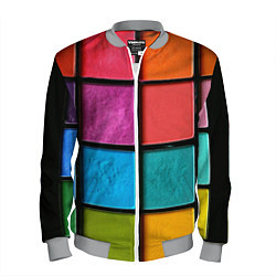 Бомбер мужской Абстрактный набор красок-паттернов, цвет: 3D-меланж