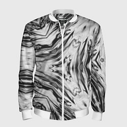Бомбер мужской Черно-белый абстрактный узор Трио, цвет: 3D-белый