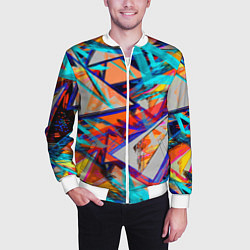Бомбер мужской Яркий неоновый абстрактный узор, цвет: 3D-белый — фото 2