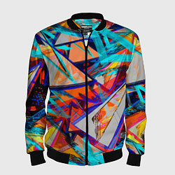 Бомбер мужской Яркий неоновый абстрактный узор, цвет: 3D-черный