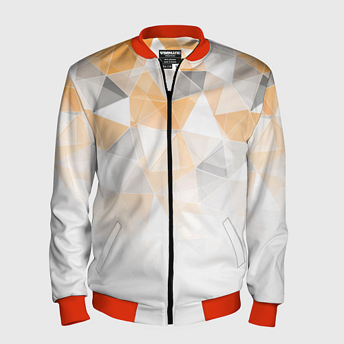Мужской бомбер Однотонный белый и желто-серый геометрический / 3D-Красный – фото 1