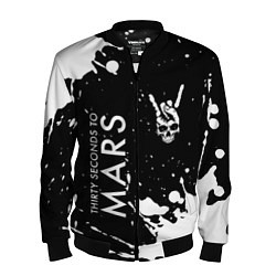 Бомбер мужской Thirty Seconds to Mars и рок символ на темном фоне, цвет: 3D-черный