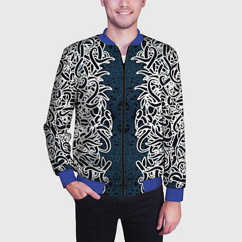 Мужской бомбер Белый шум / 3D-Синий – фото 3