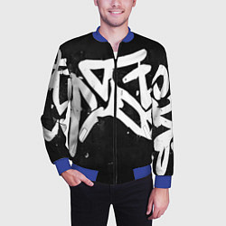 Бомбер мужской Иероглифы в стиле граффити, цвет: 3D-синий — фото 2