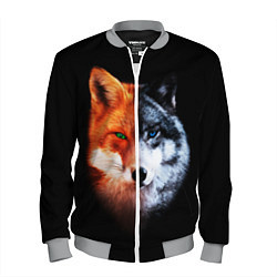 Бомбер мужской Волк и Лисица, цвет: 3D-меланж