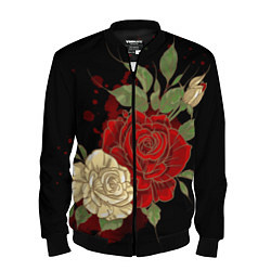 Бомбер мужской Прекрасные розы, цвет: 3D-черный