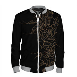 Бомбер мужской Элегантные розы на черном фоне, цвет: 3D-меланж