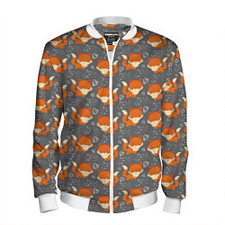 Бомбер мужской Веселые лисички, цвет: 3D-белый