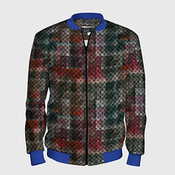 Бомбер мужской Черный сетчатый узор на гранжевом фоне, цвет: 3D-синий