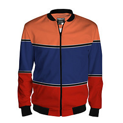 Бомбер мужской Combined pattern striped orange red blue, цвет: 3D-черный