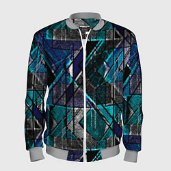 Бомбер мужской Сине - черная гранжевая абстракция, цвет: 3D-меланж