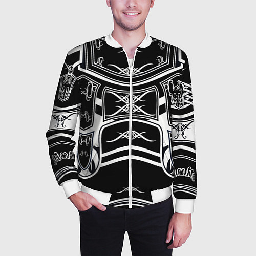 Мужской бомбер ЧБ рыцарь / 3D-Белый – фото 3