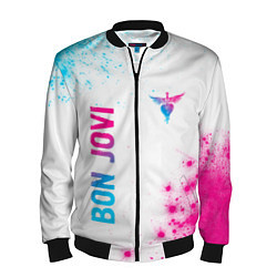 Мужской бомбер Bon Jovi neon gradient style: надпись, символ