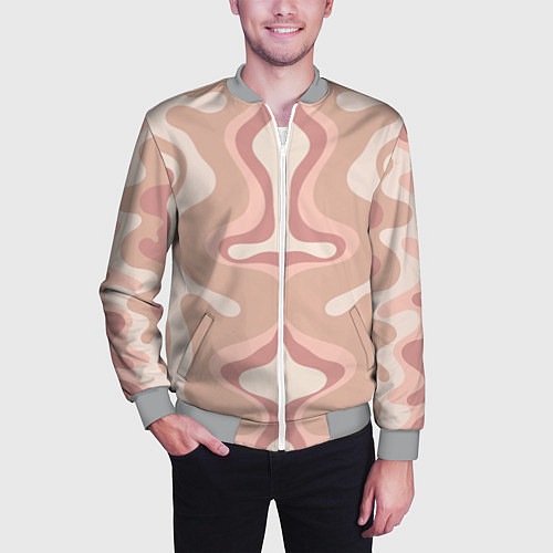 Мужской бомбер Линии абстрактные цветные / 3D-Меланж – фото 3