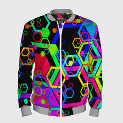 Бомбер мужской Разноцветная геометрическая текстура, цвет: 3D-меланж