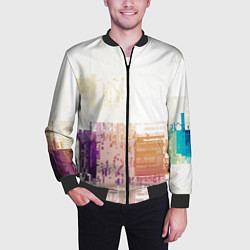 Бомбер мужской Пиксельнaя абстракция, цвет: 3D-черный — фото 2