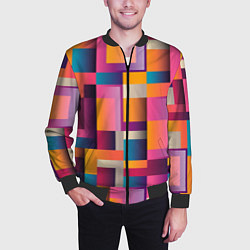 Бомбер мужской Квадрат и прямоугольники, цвет: 3D-черный — фото 2