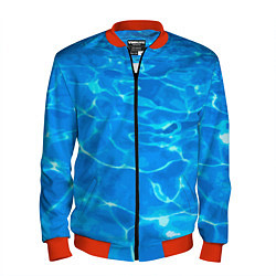Бомбер мужской Абстрактные волны бассейна - текстура, цвет: 3D-красный