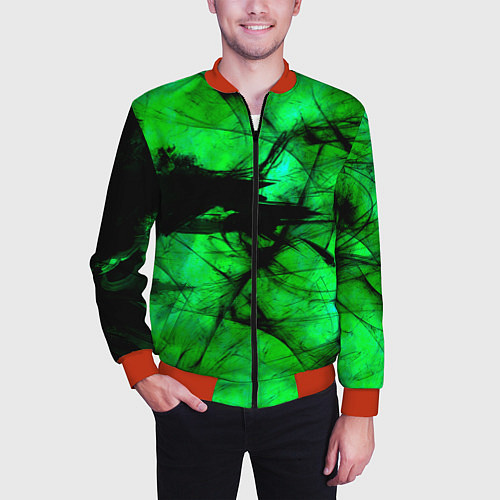 Мужской бомбер Зеленый фантом / 3D-Красный – фото 3