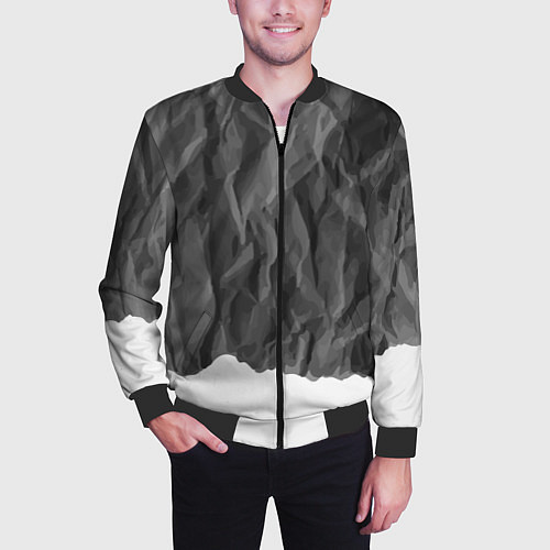 Мужской бомбер Имитация скалы / 3D-Черный – фото 3