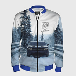 Бомбер мужской Dodge in winter forest, цвет: 3D-синий