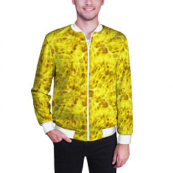 Бомбер мужской Жёлтый лёд - текстура, цвет: 3D-белый — фото 2