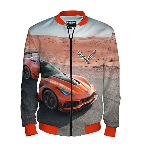 Мужской бомбер Chevrolet Corvette - Motorsport - Desert / 3D-Красный – фото 1