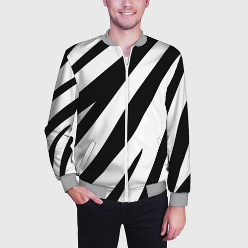 Мужской бомбер Камуфляж зебры / 3D-Меланж – фото 3