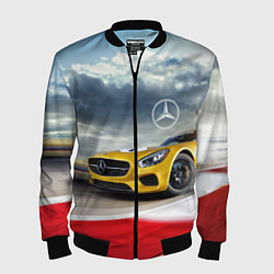 Бомбер мужской Mercedes AMG V8 Biturbo на трассе, цвет: 3D-черный