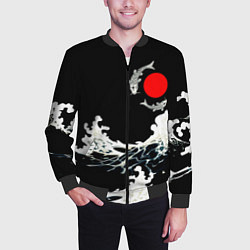 Бомбер мужской Волны и рыбки, цвет: 3D-черный — фото 2