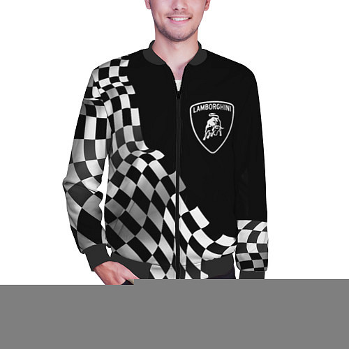 Мужской бомбер Lamborghini racing flag / 3D-Черный – фото 3