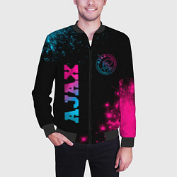 Бомбер мужской Ajax - neon gradient: надпись, символ, цвет: 3D-черный — фото 2