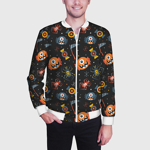 Мужской бомбер HALLOWEEN ХЭЛЛУИН / 3D-Белый – фото 3