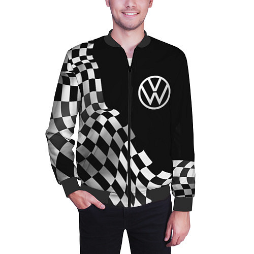 Мужской бомбер Volkswagen racing flag / 3D-Черный – фото 3