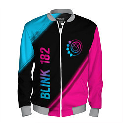 Бомбер мужской Blink 182 - neon gradient: надпись, символ, цвет: 3D-меланж