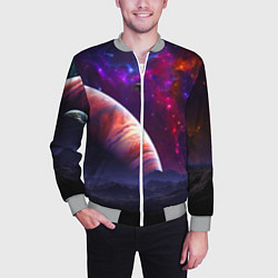 Бомбер мужской Бесконечное космическое пространство - Планета, цвет: 3D-меланж — фото 2