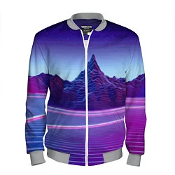 Бомбер мужской Neon mountains - Vaporwave, цвет: 3D-меланж